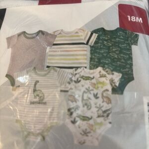Baby Bodysuit Set - Green and White